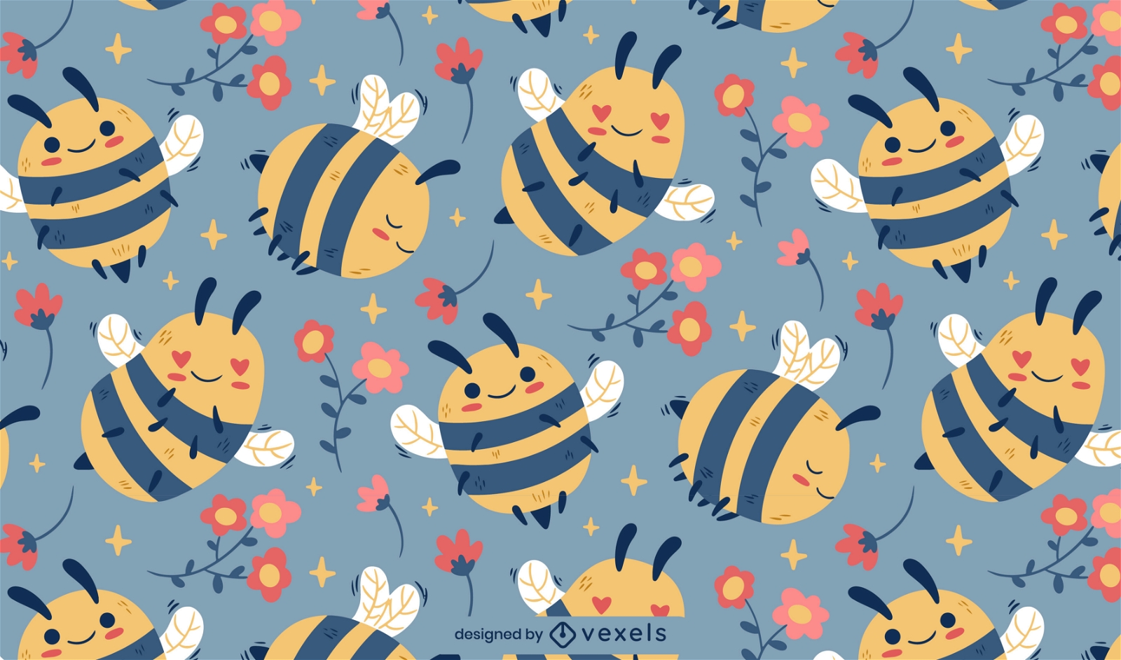 Cute bee animal pattern design