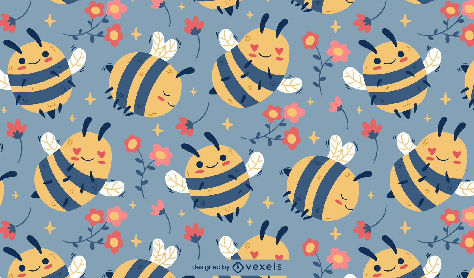 Lindo diseño de patrón de animales de abeja