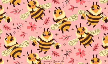 Kawaii bee animal pattern design