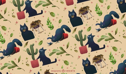 Killer plant cat pattern design