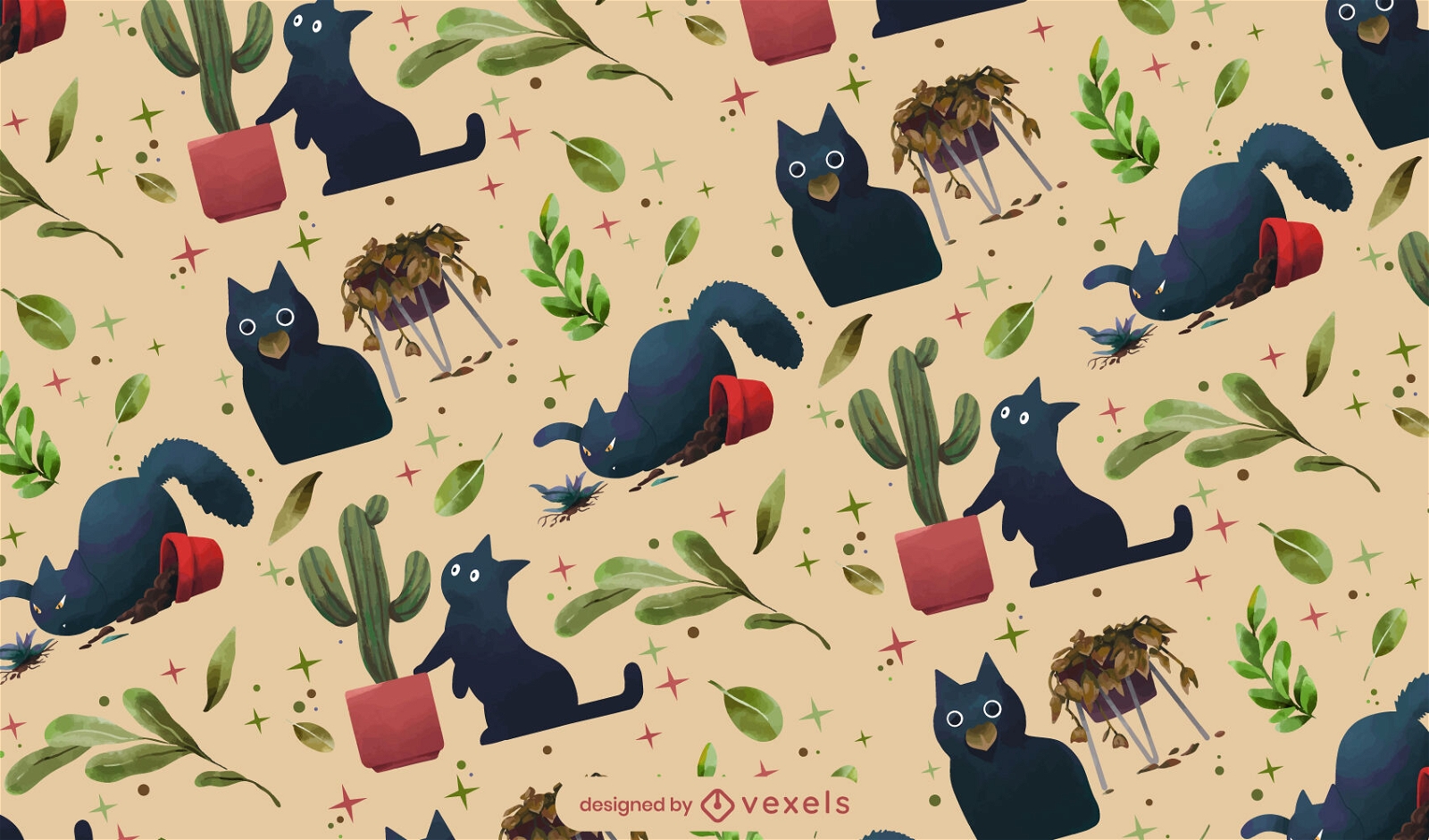 Diseño de patrón de gato de planta asesina