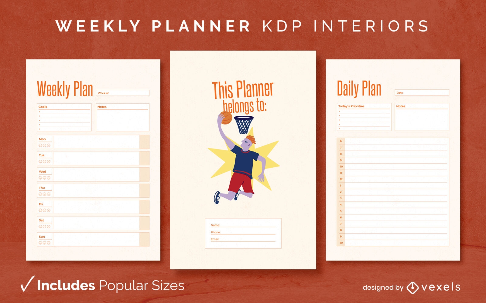 Basketball planner Diary Design Template KDP
