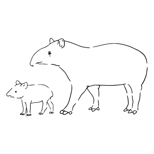 Wildlife family tapir stroke PNG Design