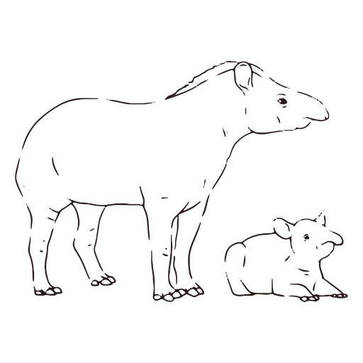 Wildlife baby animal tapir stroke PNG Design