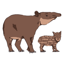 Wildlife Baby und Mutter Tapir PNG-Design