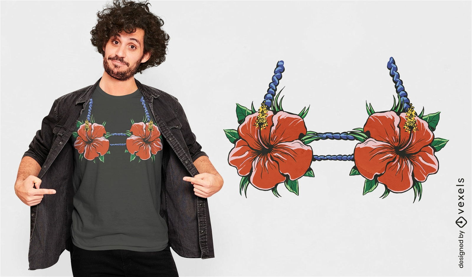 Hibiscus flowers bikini t-shirt design