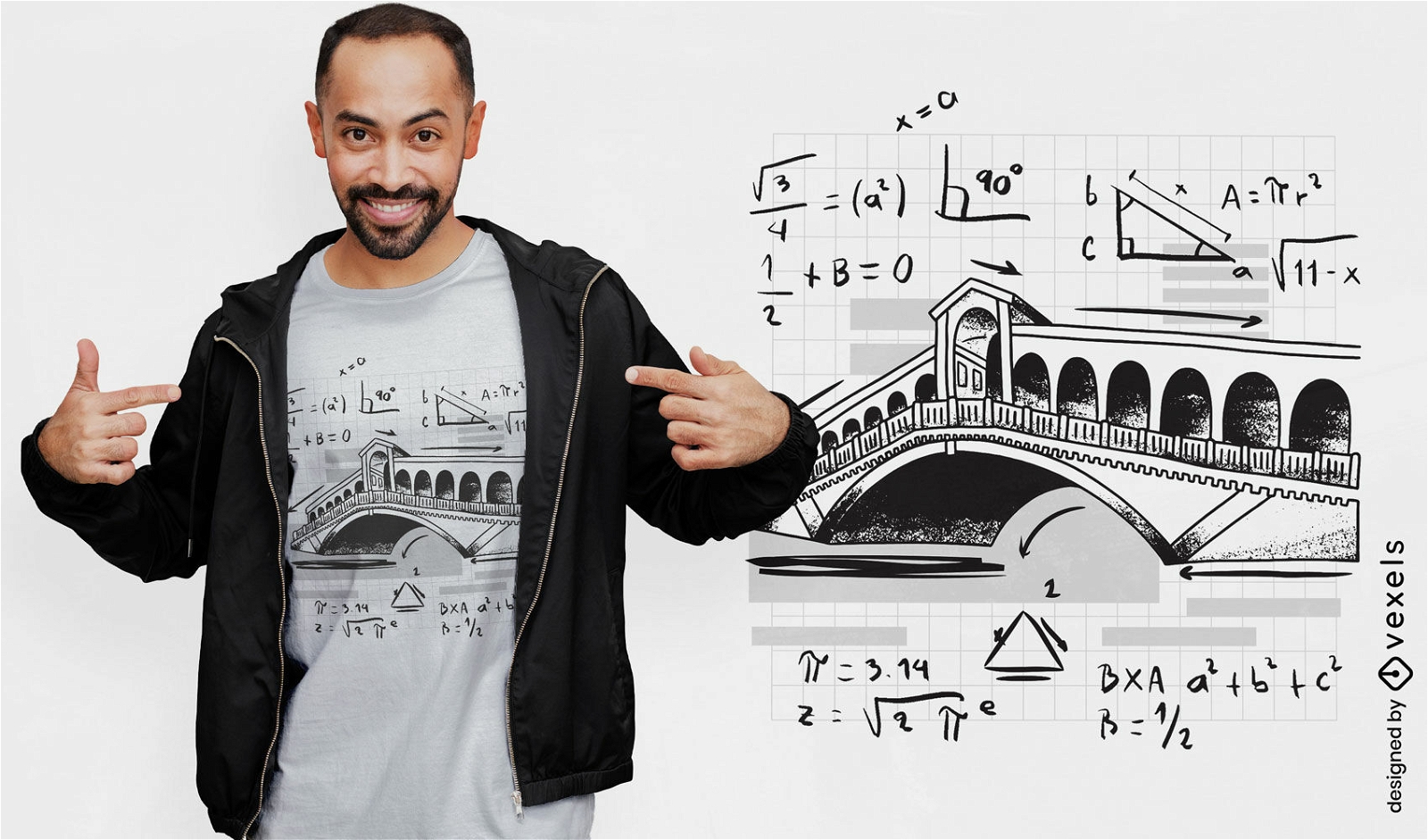 Br?cke mit T-Shirt-Design f?r mathematische Gleichungen