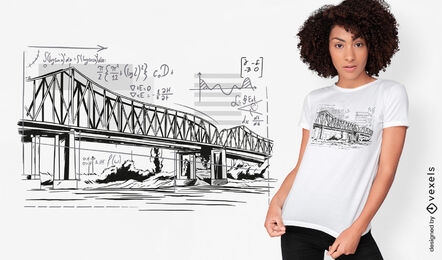 Puente con diseño de camiseta de ecuaciones científicas.