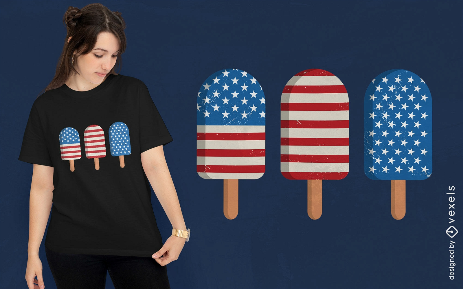 Design de camiseta de picolés americanos