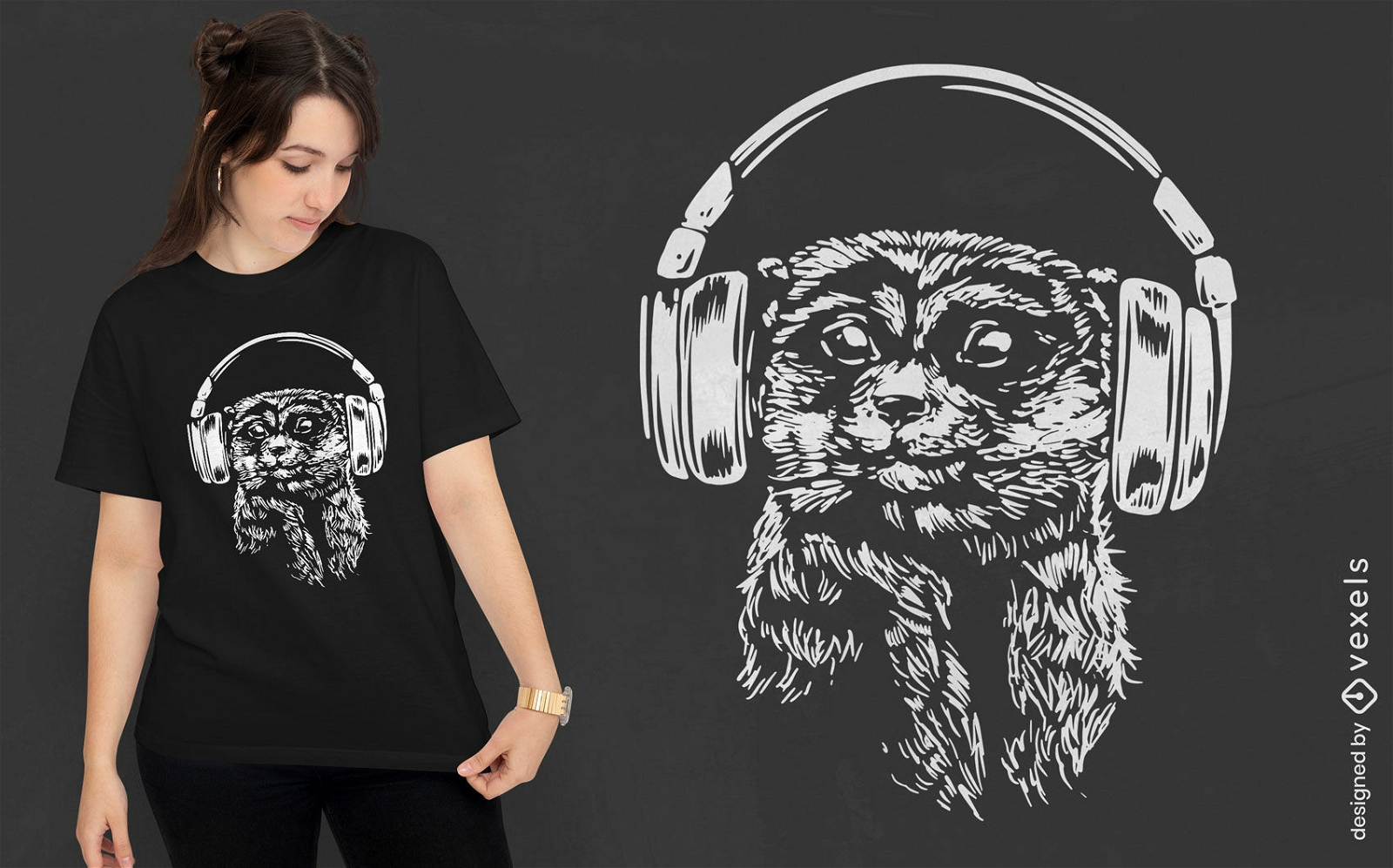 Design de t-shirt animal meerkat musical