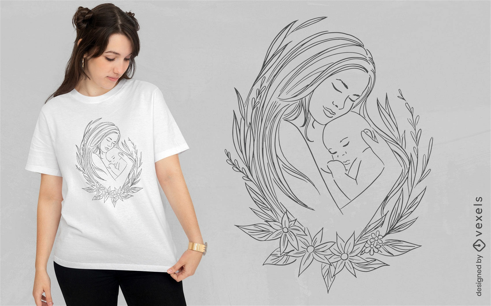 Diseño de camiseta de madre con bebé