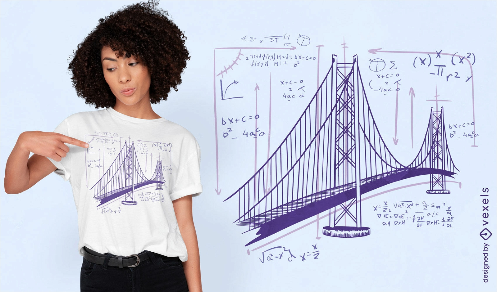 T-Shirt-Design für Brücken- und Wissenschaftsgleichungen