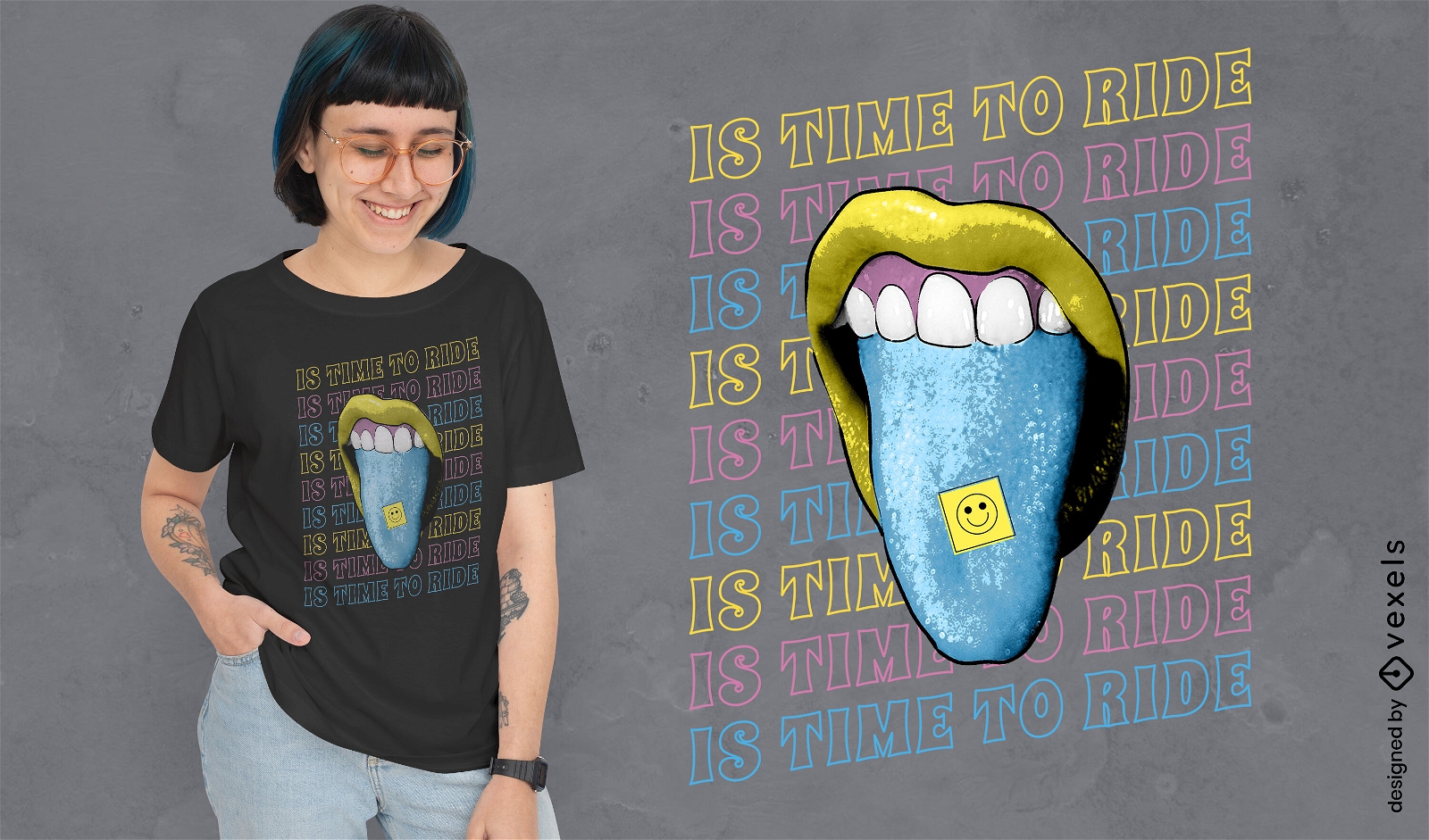 T-Shirt-Design mit LSD-Zunge