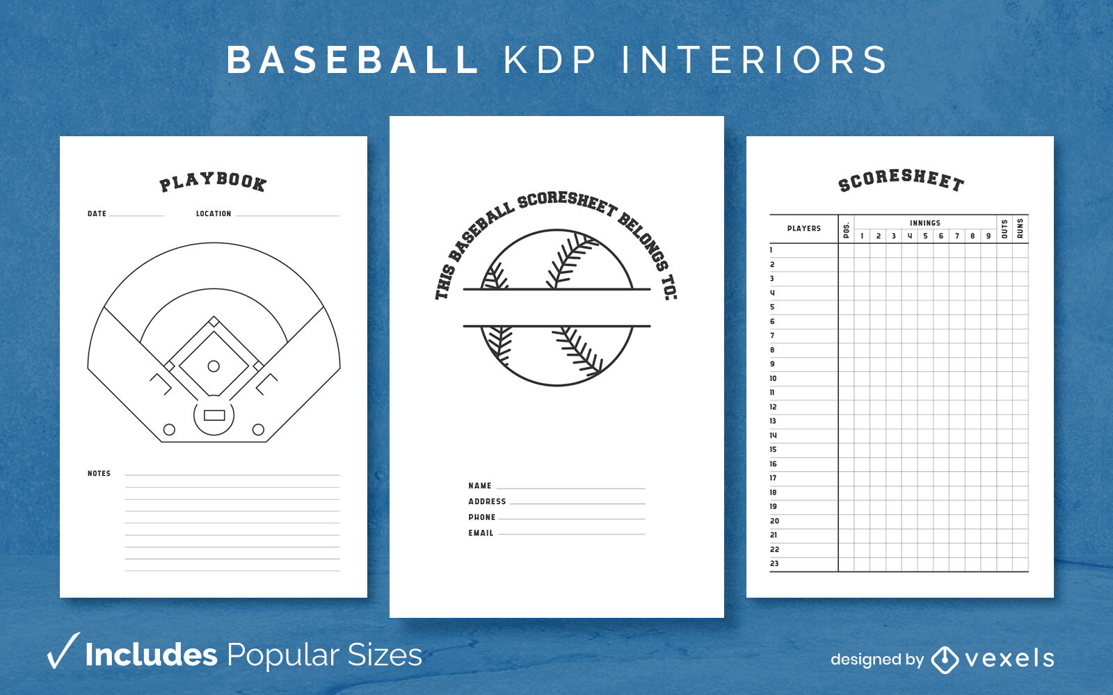 Baseball diary template KDP interior design