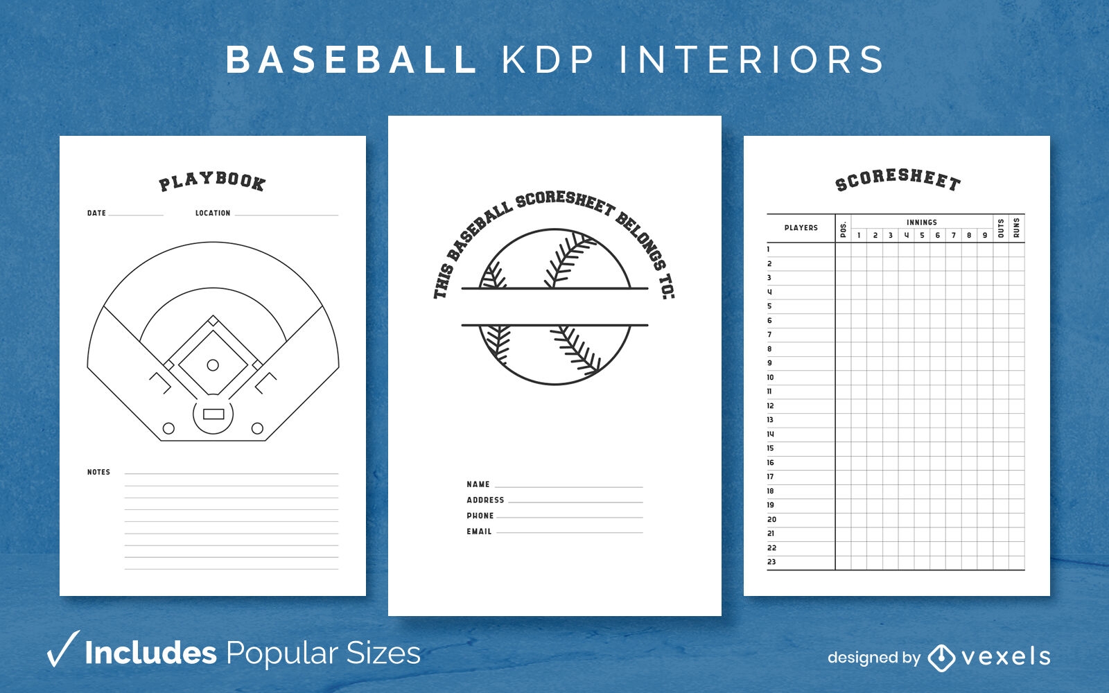 Plantilla de diario de béisbol KDP diseño de interiores