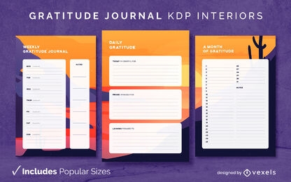 Gratitude journal desert design template KDP