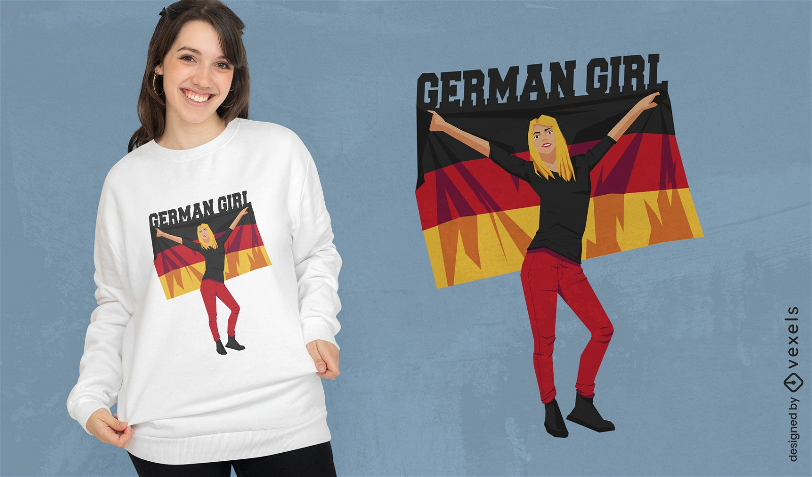 Deutsches Mädchen-Flaggen-T-Shirt Design