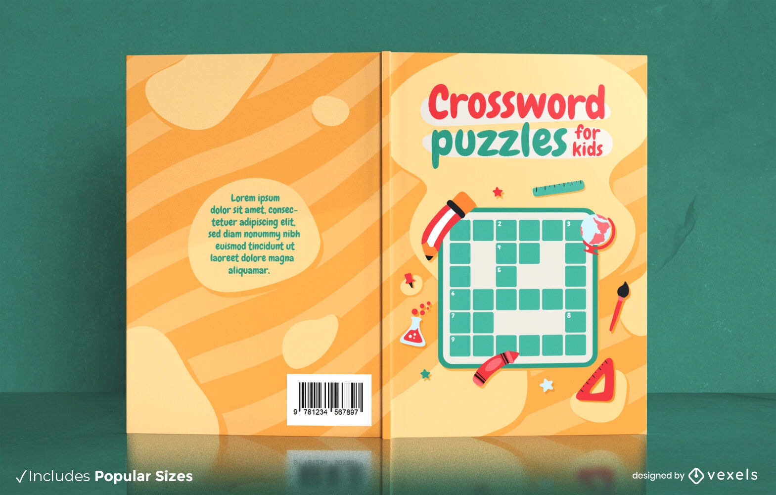 Crossword puzzles for kids book cover design