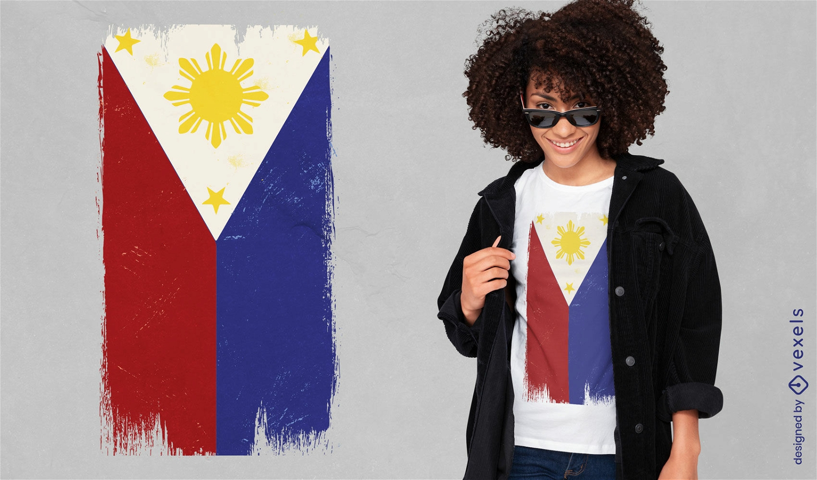 Diseño de camiseta grunge de bandera de Filipinas