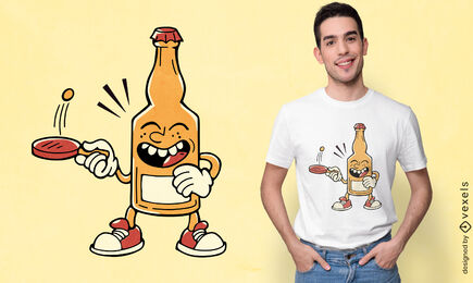 Flasche, die Ping-Pong-Sport-T-Shirt-Design spielt