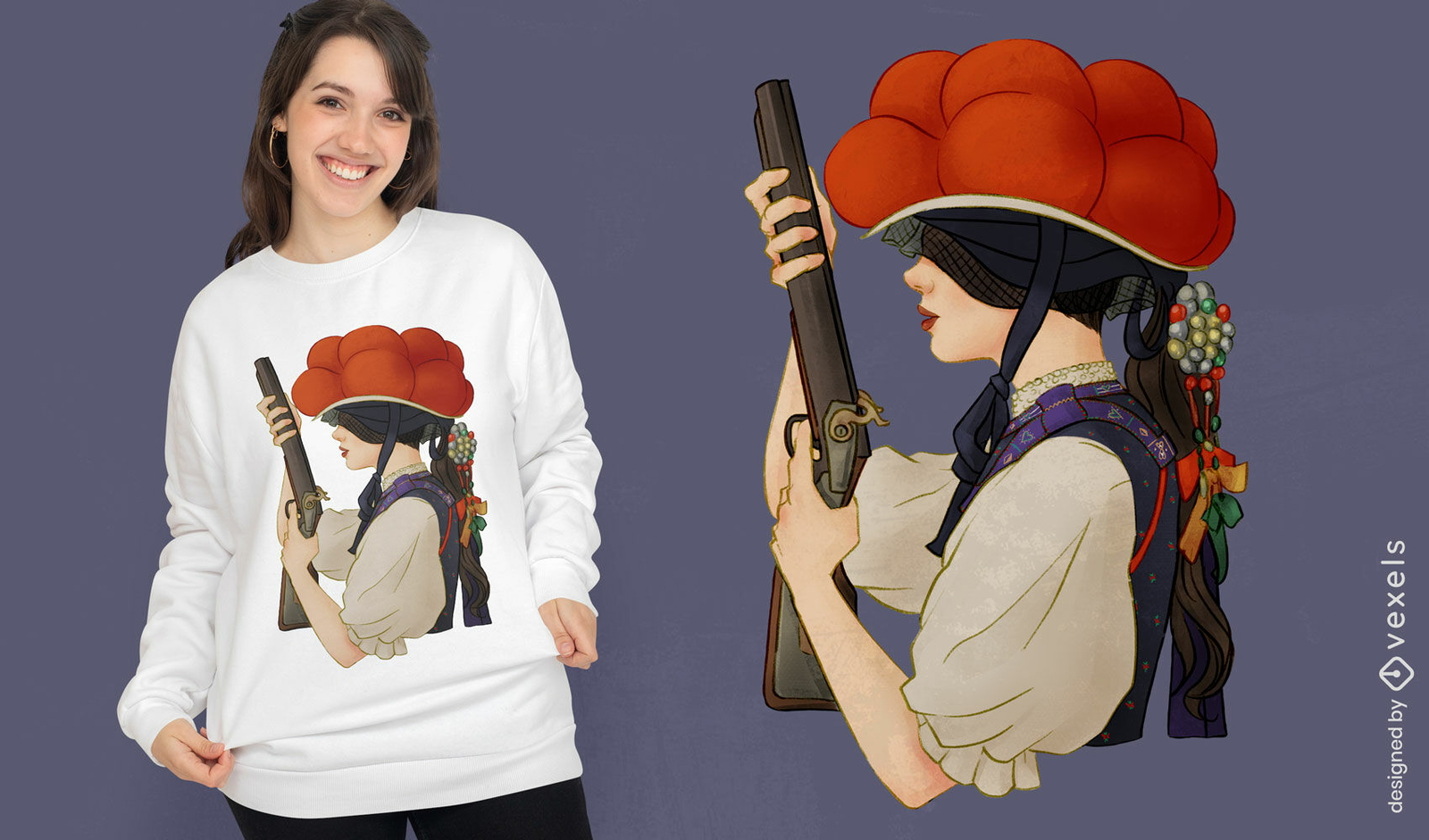 Diseño de camiseta de mujer tradicional sombrero bollenhut