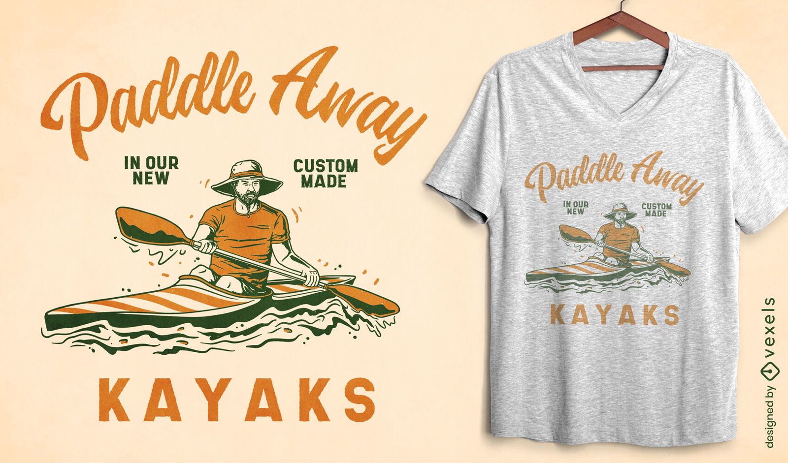 Diseño de camiseta de cita de kayak de remo