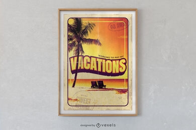Design de cartaz de verão de férias na praia