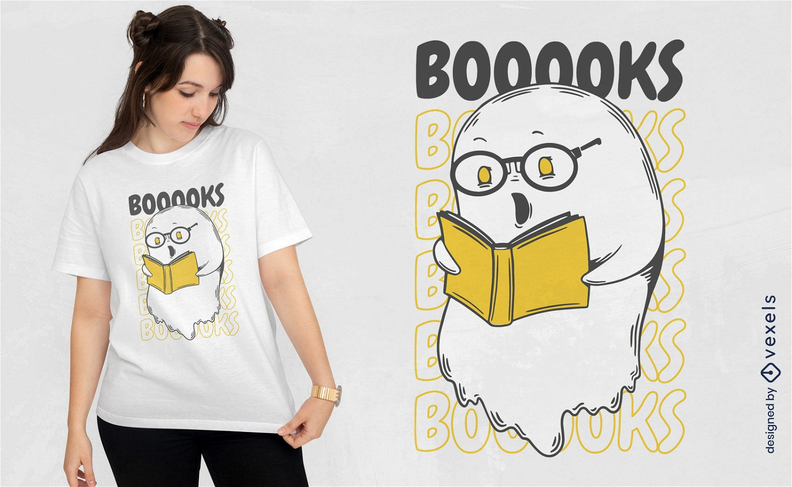 Ghost reading books t-shirt design
