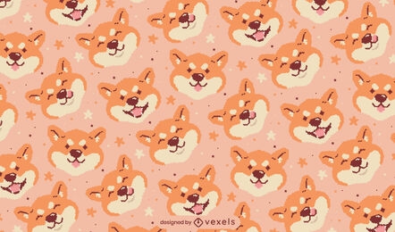 Design de padrão de arte de pixel de cachorro Shiba Inu