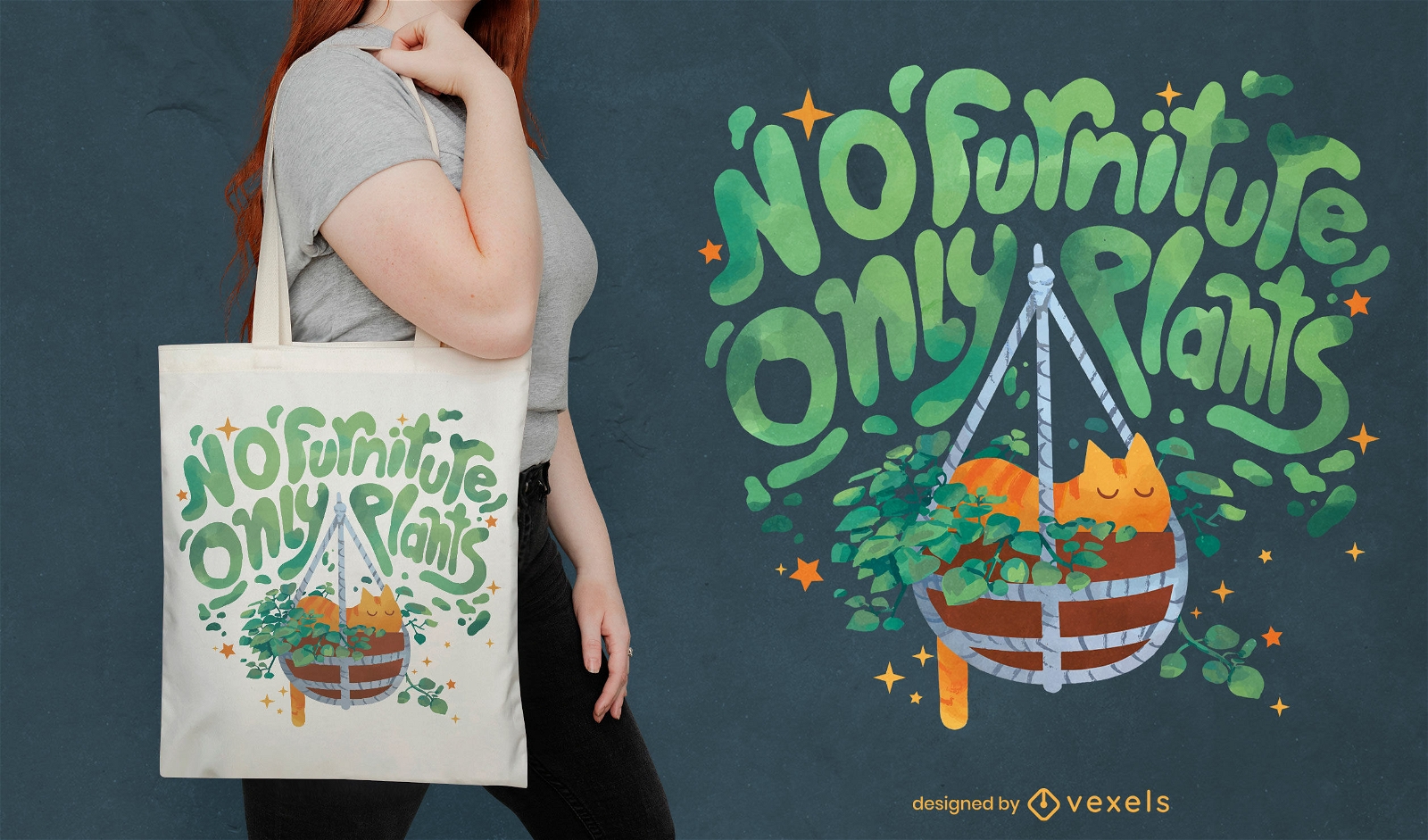 Houseplants and cat tote bag design