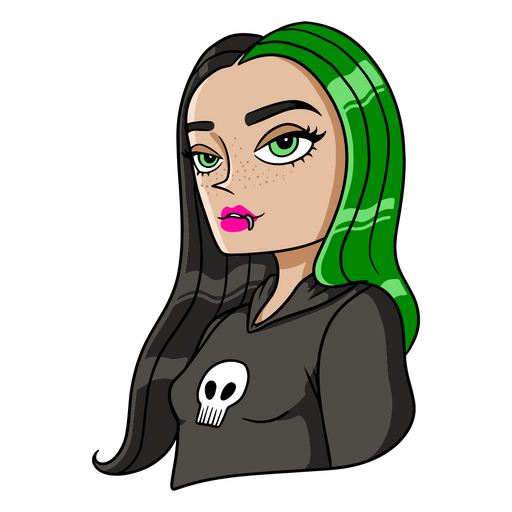 Chica emo con suéter de calavera Diseño PNG