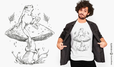Diseño de camiseta de hongos de rana Cottagecore