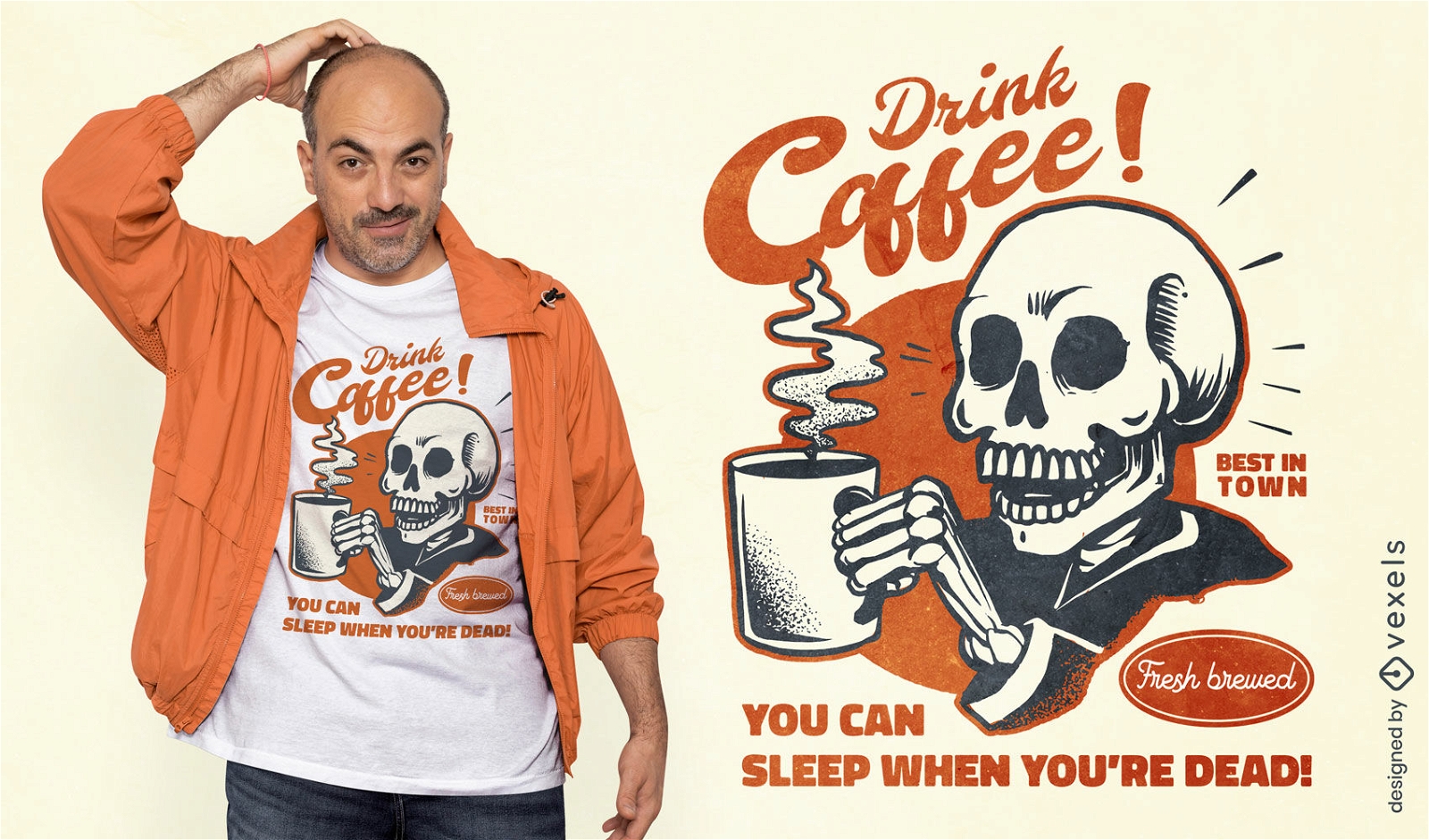 Zitat-T-Shirt Entwurf des Vintagen Kaffees lustiger