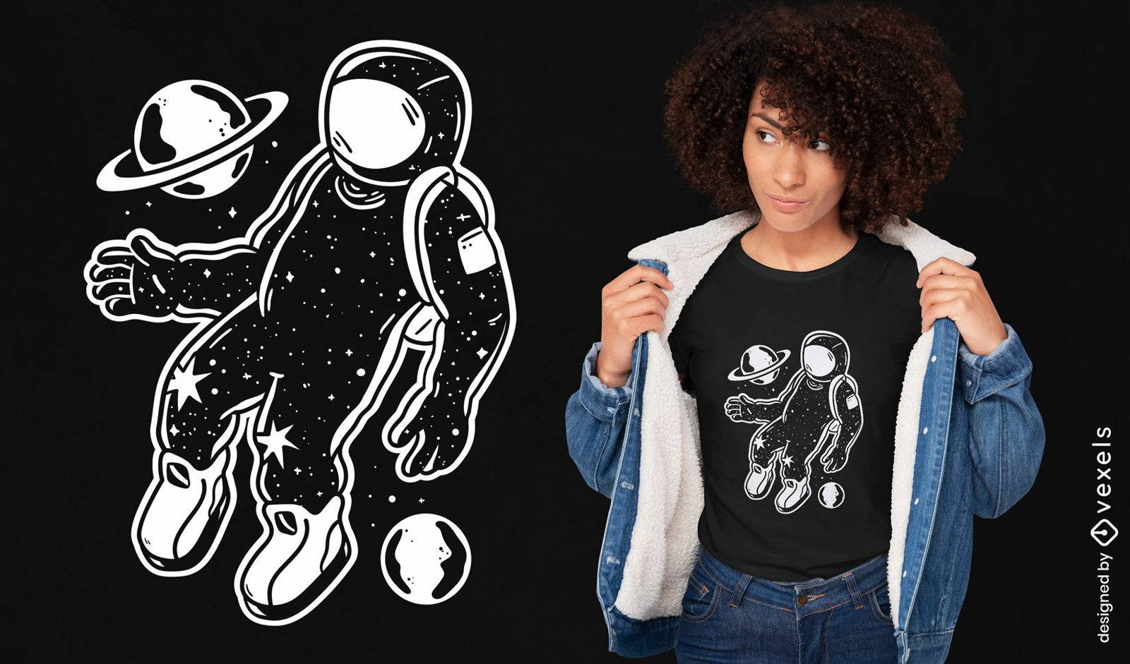T-Shirt-Design f?r schwebende Astronauten