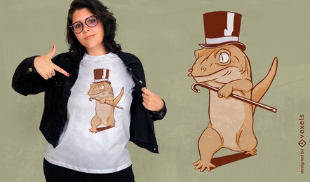 Lizard gentleman cartoon t-shirt design