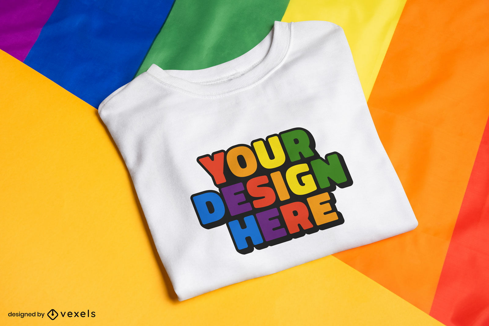 Pride month celebration folded t-shirt mockup