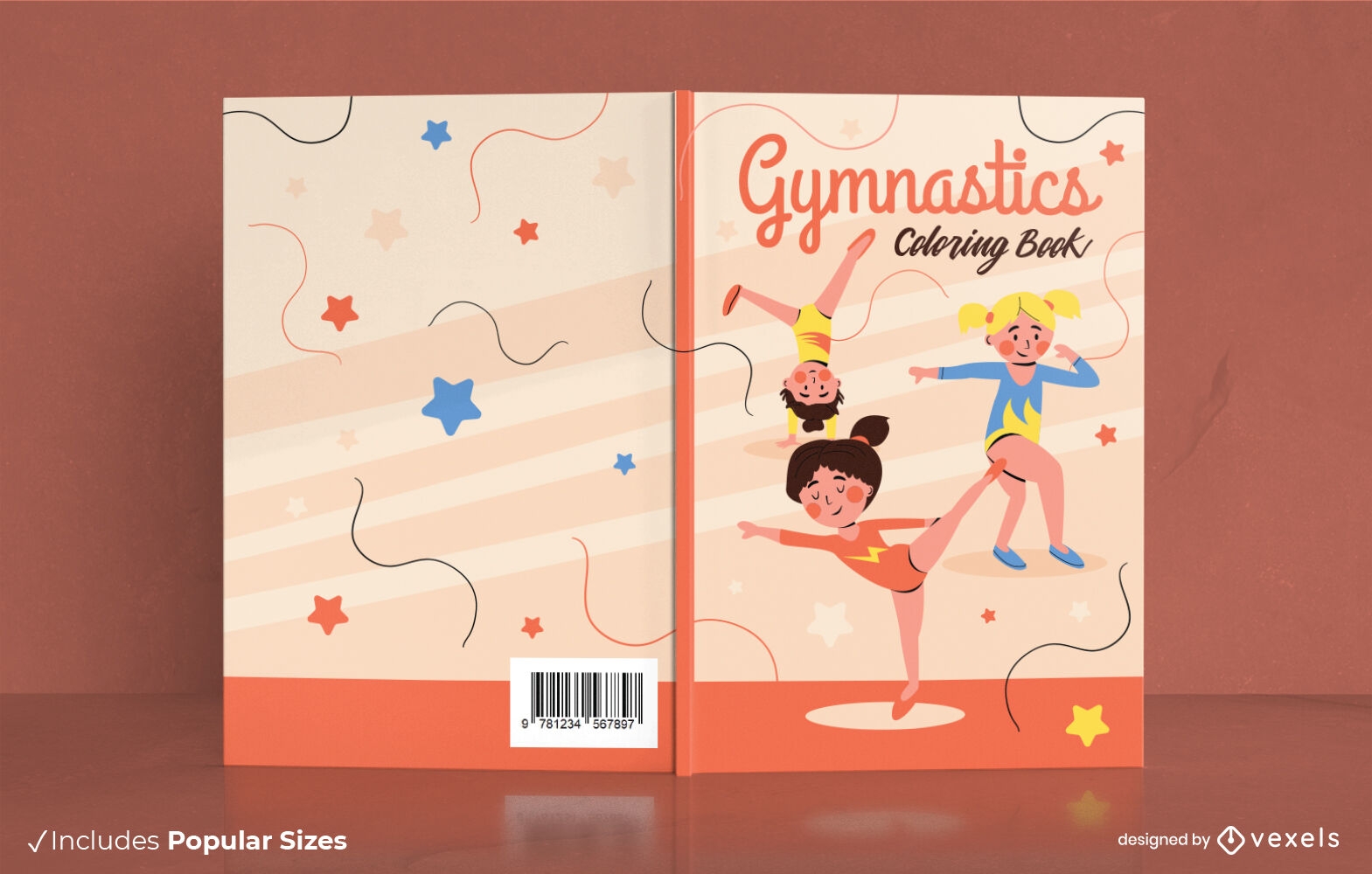 Design de capa de livro de colorir de ginástica