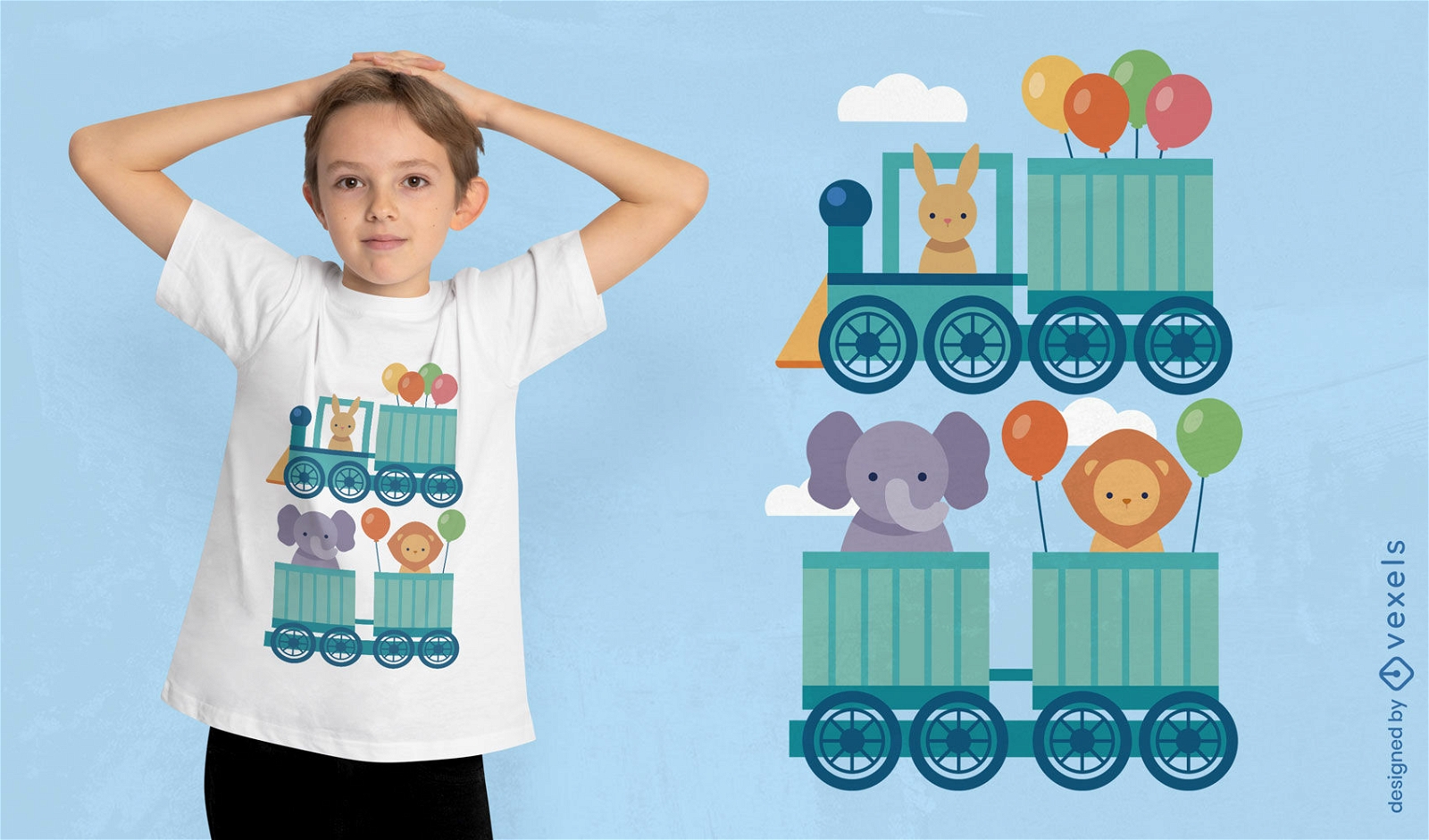 Animal train children's t-shirt design