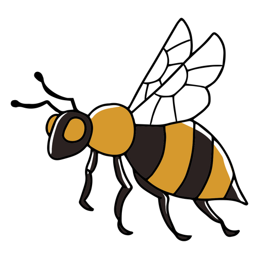 A bee with yellow and black stripes PNG Design