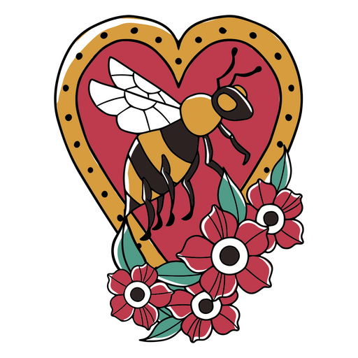 Una peque?a abeja volando alrededor de las flores. Diseño PNG