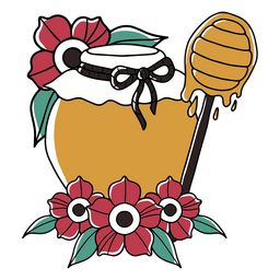 Bienenhonigglas mit Blumen herum PNG-Design