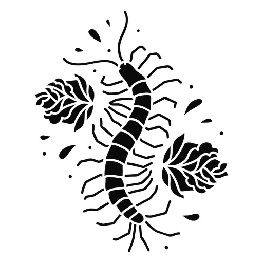 Centipede walking among the flowers PNG Design