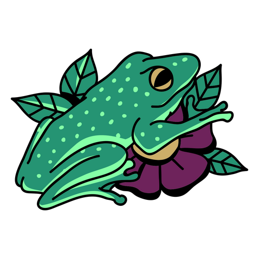 Frog on a flower PNG Design