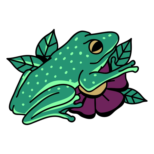 Sapo em uma flor Desenho PNG