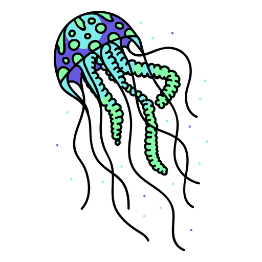 Colorful jellyfish in the sea PNG Design