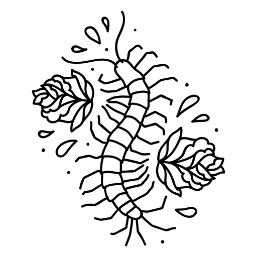 Hundertfüßer, der zwischen Blumen geht PNG-Design