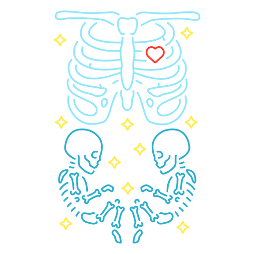 Two small human skeletons PNG Design