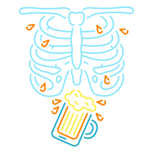 Esqueleto celebrando con un vaso de cerveza Diseño PNG