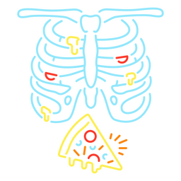 Skeleton with a pizza slice PNG Design
