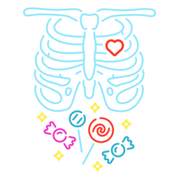 Skeleton with candies PNG Design